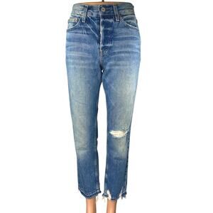 Trave Women's Blue High Waisted Distressed Straight Leg Denim Jeans Size 25